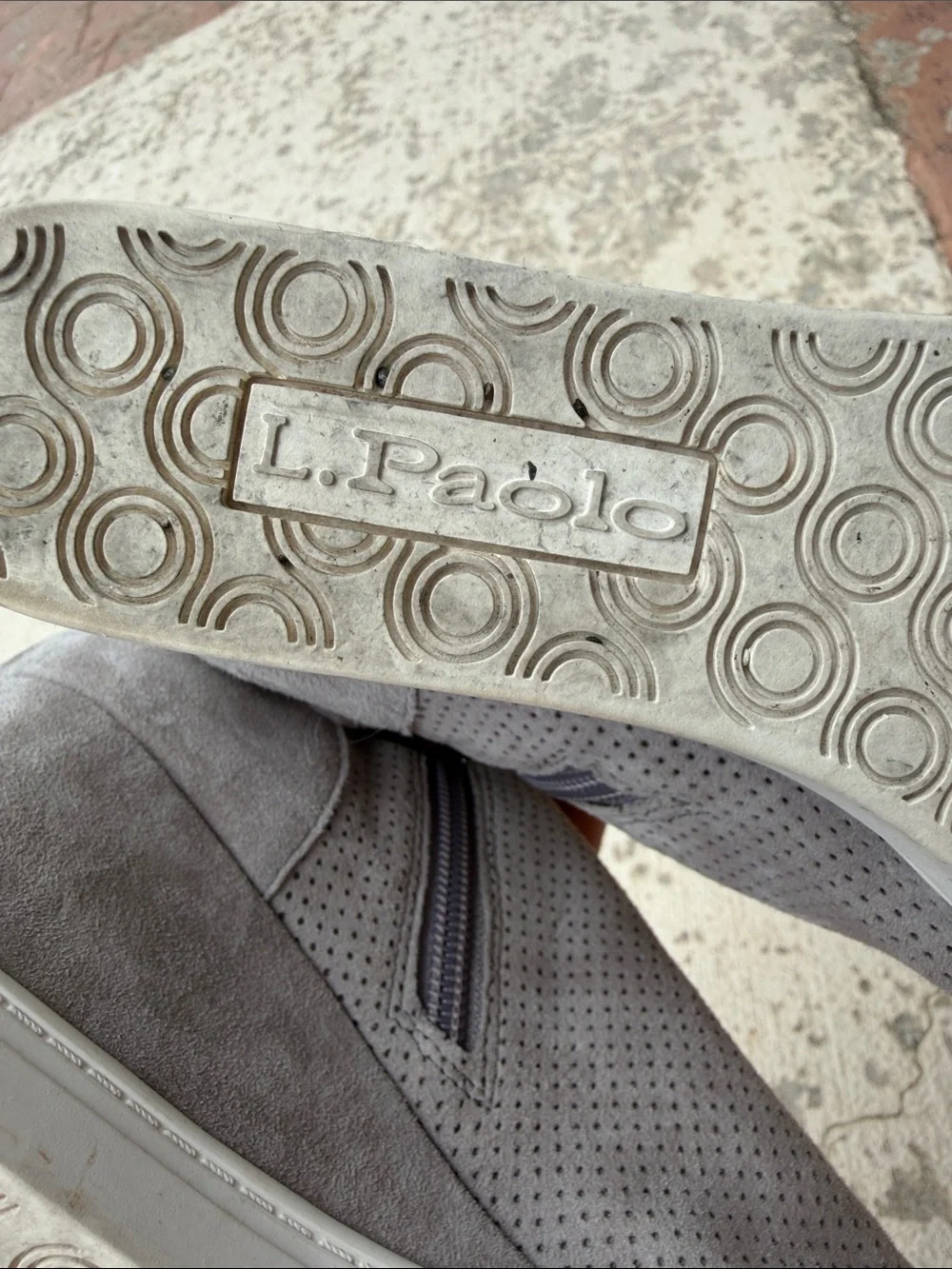 Paolo Gray Perforated Suede Wedge Sneakers